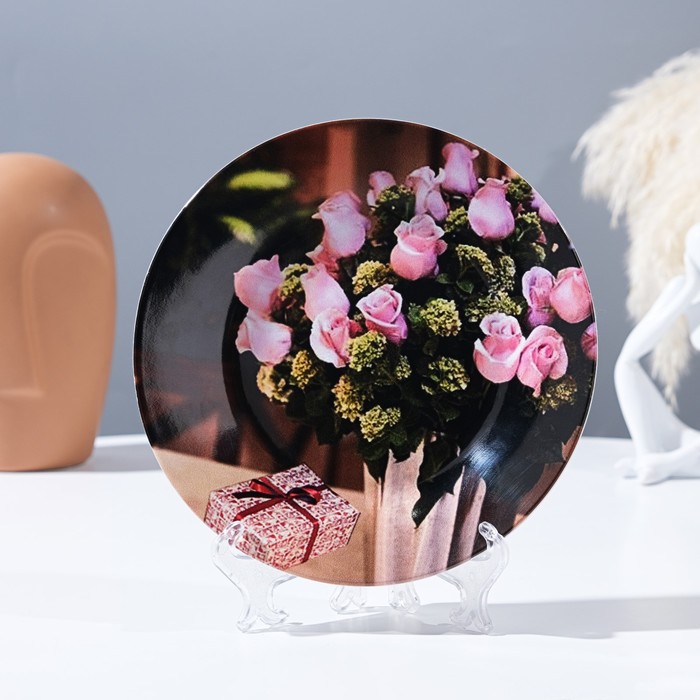 фото Тарелка декоративная «розовые розы», настенная, d = 17,5 см