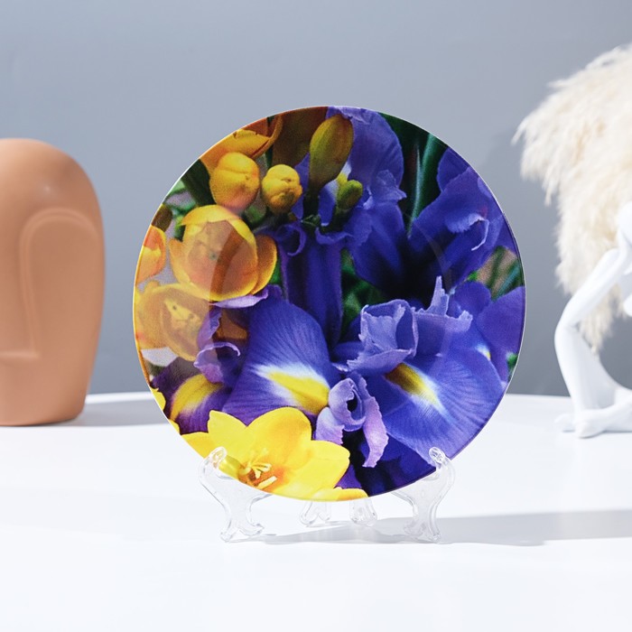 фото Тарелка декоративная «яркие цветы », настенная, d = 17,5 см