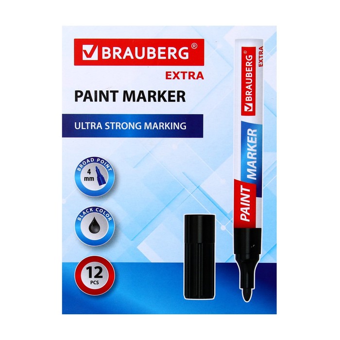 Маркер-краска (лаковый) 4.0 BRAUBERG EXTRA, усиленная нитро-основа, алюм, черный 151979