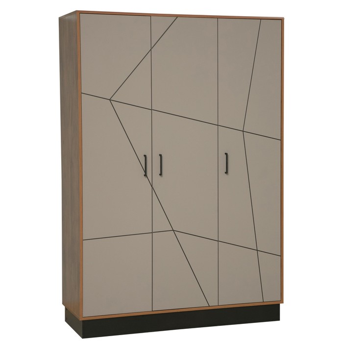 Шкаф 3-х дверный для одежды «Гамма» 54.12, 1414×565×2075 мм, таксония / чёрный / ПВХ грей