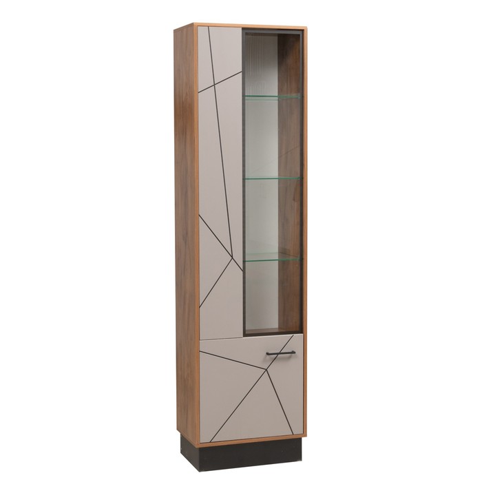 Шкаф-пенал «Гамма» 54.01, 554×360×2075 мм, стекло, левый, цвет таксония / чёрный / грей