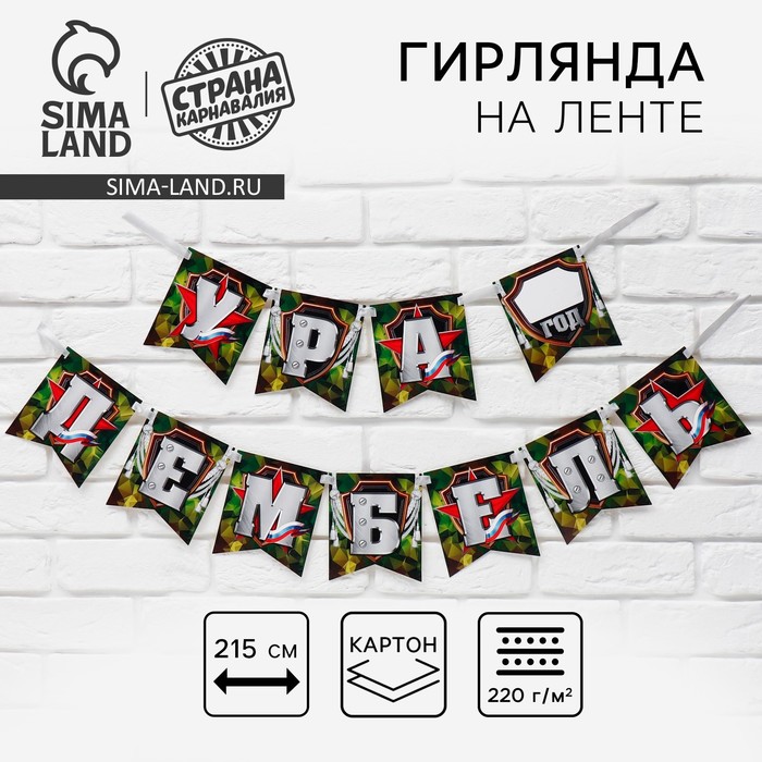 

Гирлянда на ленте «Ура, дембель», 215 см.