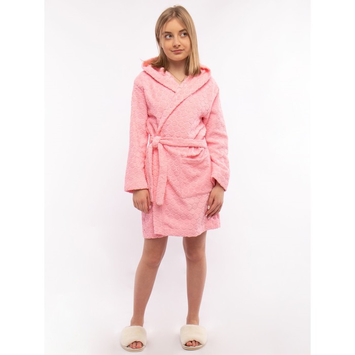 Халат для девочки, рост 122 см, цвет розовый халат для девочки цвет коралловый рост 122 см
