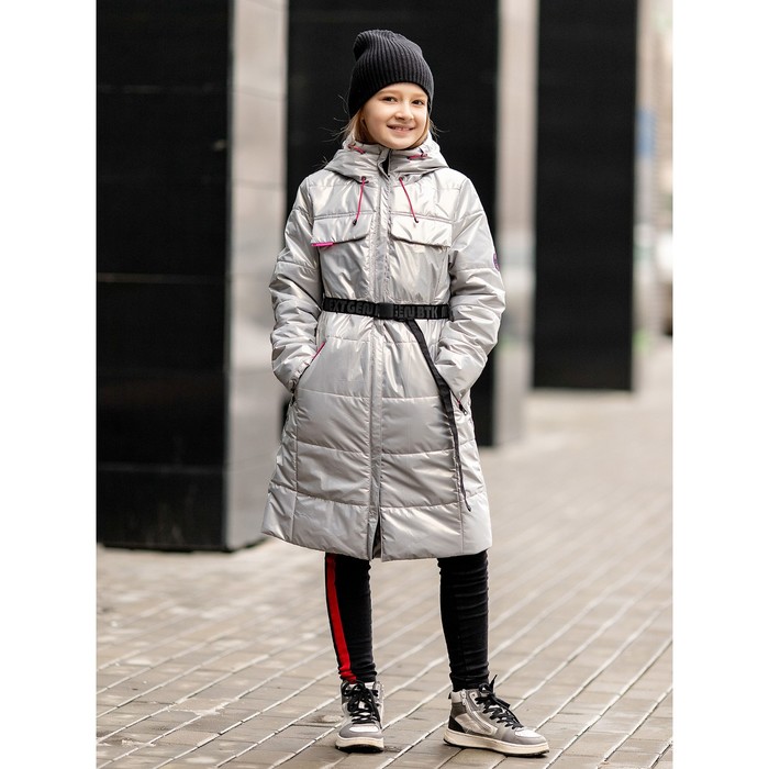 Пальто для девочки «Кэтрин», рост 128 см, цвет серый