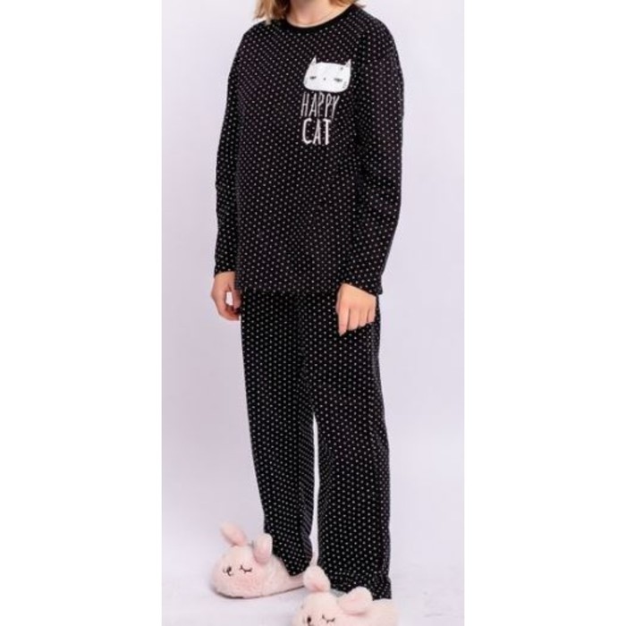 

Пижама для девочки: футболка,брюки, рост 140 см, цвет чёрный