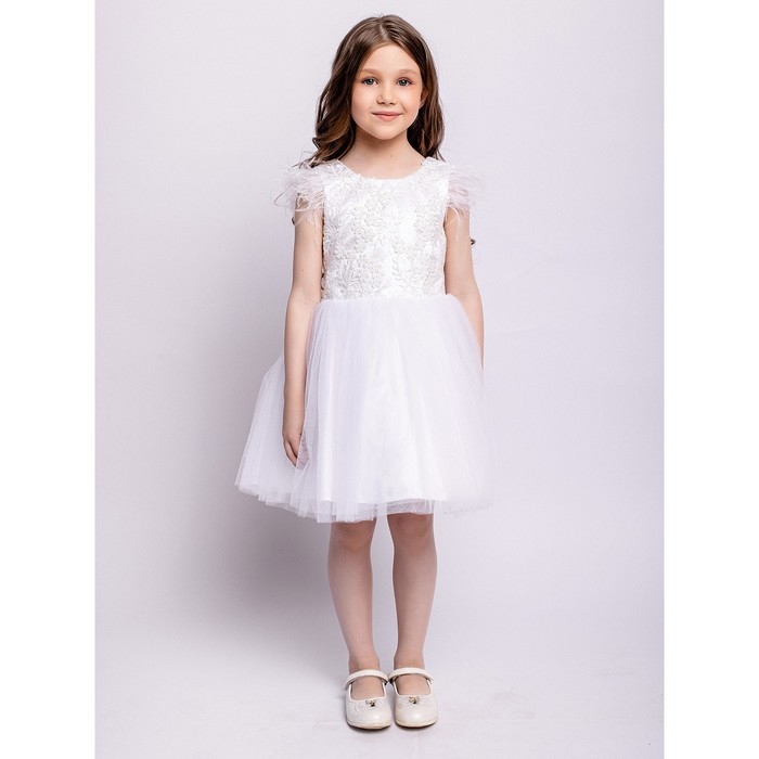 Платье для девочки «Николь», рост 104 см, цвет белый