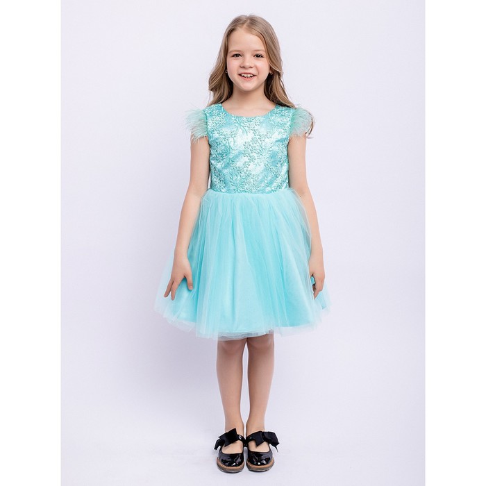 платье для девочки николь рост 104 см цвет персиковый Платье для девочки «Николь», рост 104 см, цвет мятный