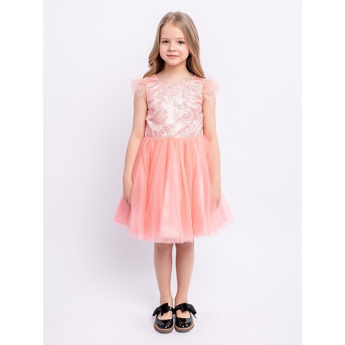 платье для девочки николь рост 104 см цвет персиковый Платье для девочки «Николь», рост 104 см, цвет персиковый