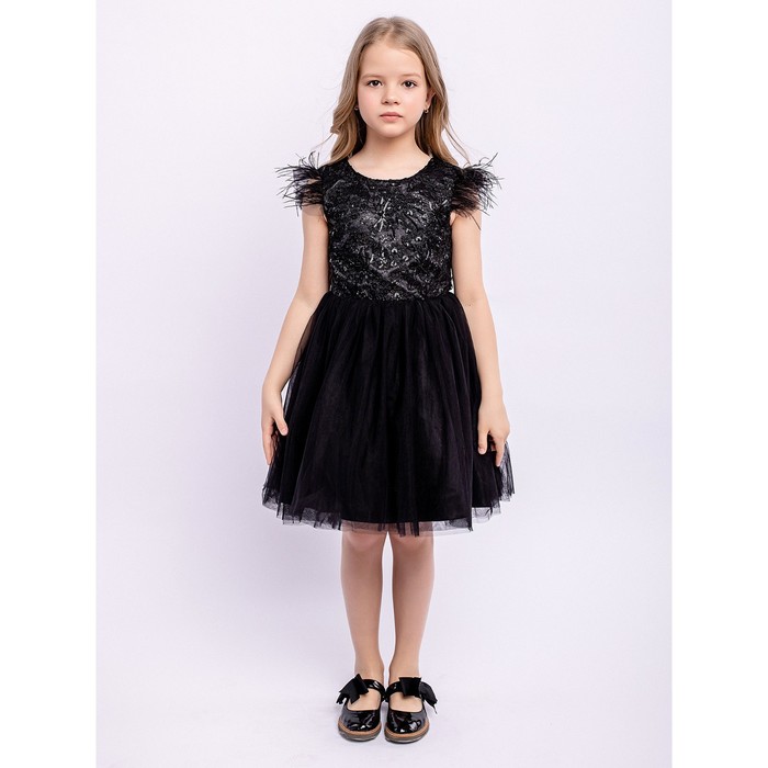 платье для девочки николь рост 104 см цвет персиковый Платье для девочки «Николь», рост 104 см, цвет чёрный