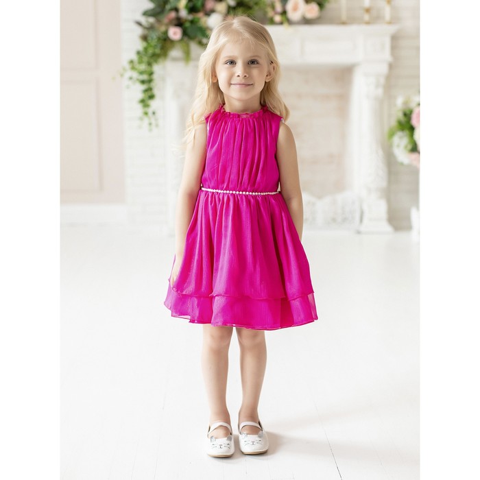 Платье для девочки «Белла», рост 122 см, цвет ярко-розовый