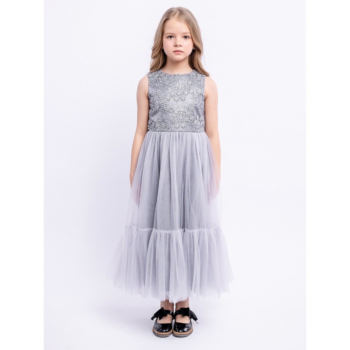 Платье для девочки «Алиса», рост 104 см, цвет серый