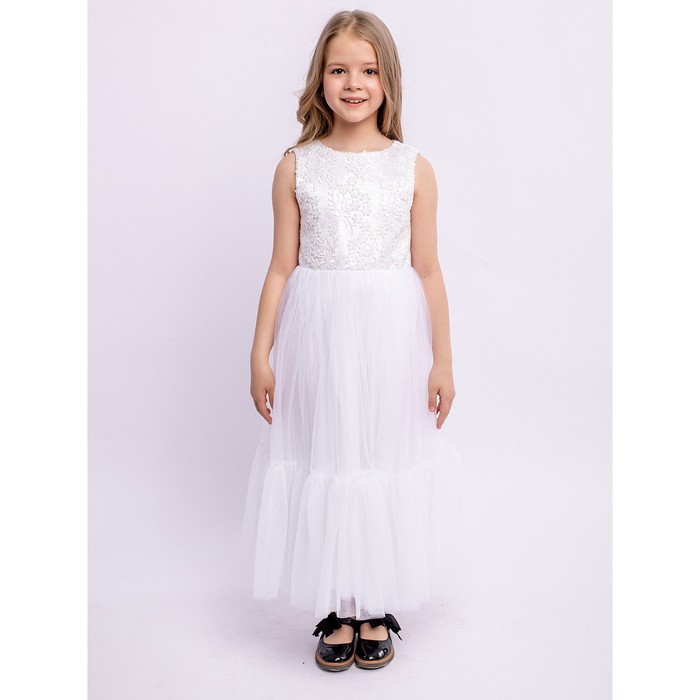 Платье для девочки «Алиса», рост 110 см, цвет белый