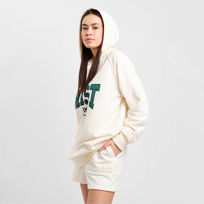 фото Толстовка женская с капюшоном mist old school размер 48, цвет молочный