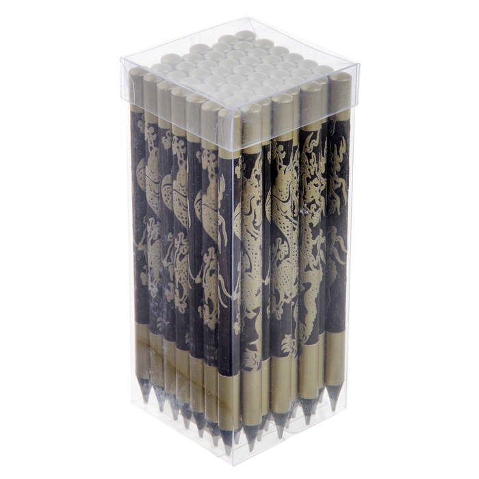 Карандаш чернографитный НВ корпус черно-золотой заточенный "Дракон" ТОЛСТЫЙ