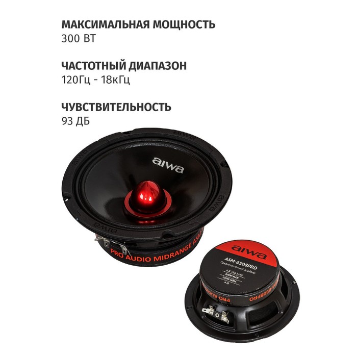 

Автомобильная акустическая система AIWA ASM-6508PRO, d=16.5 см, 300 Вт
