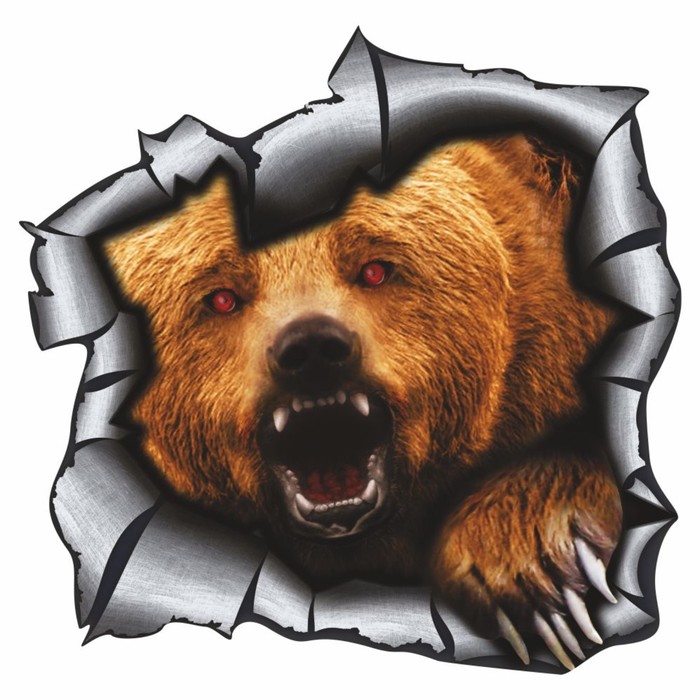 Наклейка на авто Разлом. Медведь, 375 х 375 мм наклейка на авто герб россии вид 3 желтый 375 375 мм