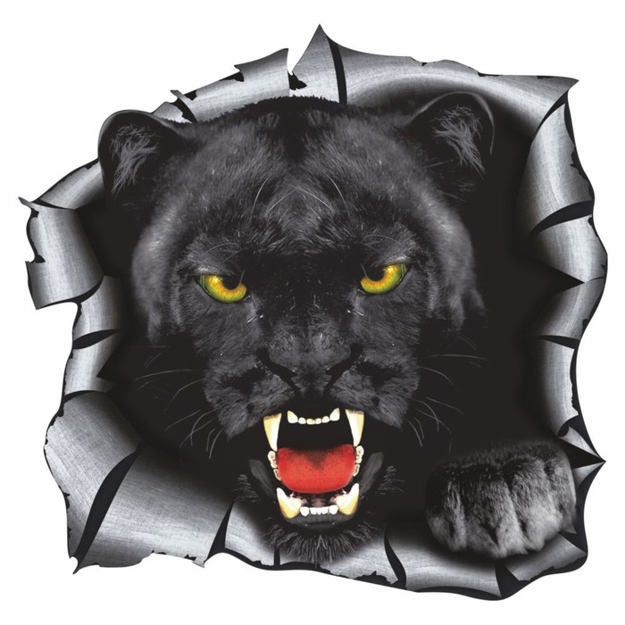 Наклейка на авто Разлом. Черная пантера, 375 х 375 мм наклейка разлом черная пантера 15 х 15 см