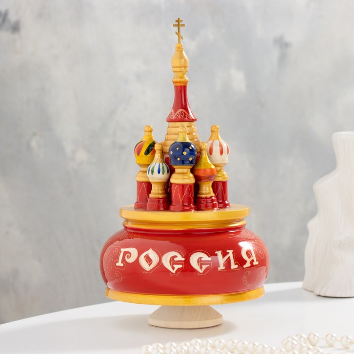 Сувенир музыкальный Храм, Россия ручная роспись