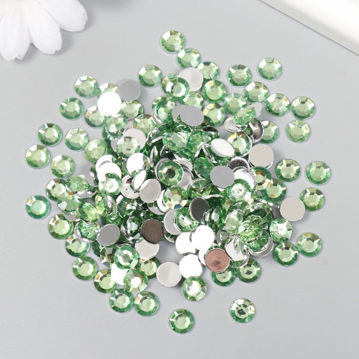 Декор для творчества пластик "Стразы. Светло-зелёный" набор 300 шт d=0,8 см