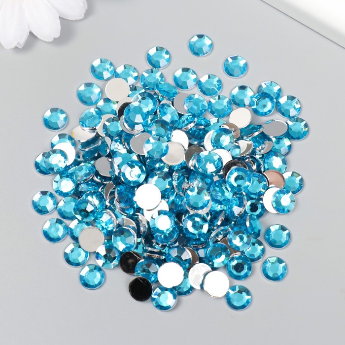 Декор для творчества пластик "Стразы. Голубая вода" набор 300 шт d=0,8 см