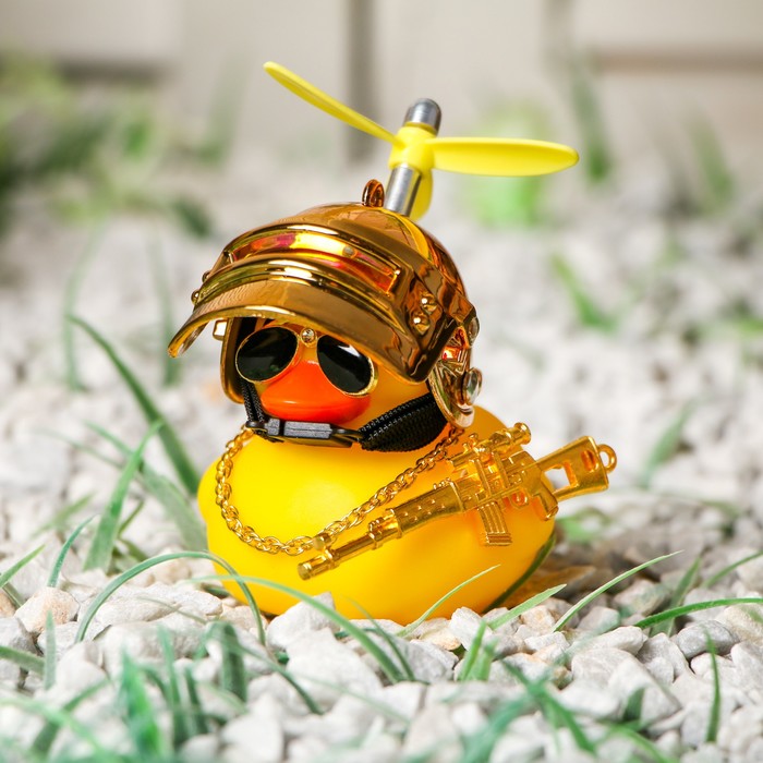 Утка с пропеллером желтая, шлем золотистый утка с пропеллером черная шлем хром