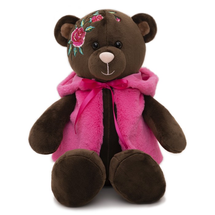 Мягкая игрушка «Медведь в бордовой жилетке», 35 см , цвет коричневый