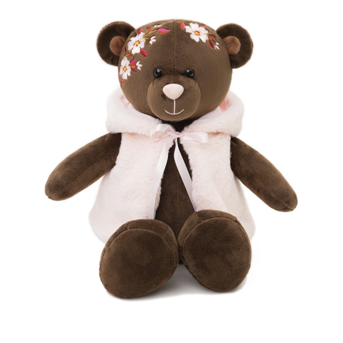 Мягкая игрушка «Медведь в розовой жилетке», 35 см, цвет коричневый