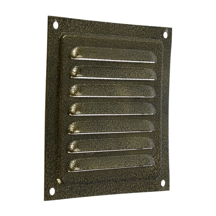 Решетка вентиляционная ZEIN Люкс РМ1212З, 125 х 125 мм, с сеткой, металлическая, золотая