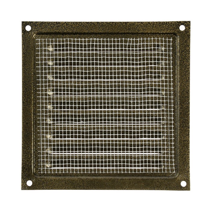Решетка вентиляционная ZEIN Люкс РМ1515З, 150 х 150 мм, с сеткой, металлическая, золотая