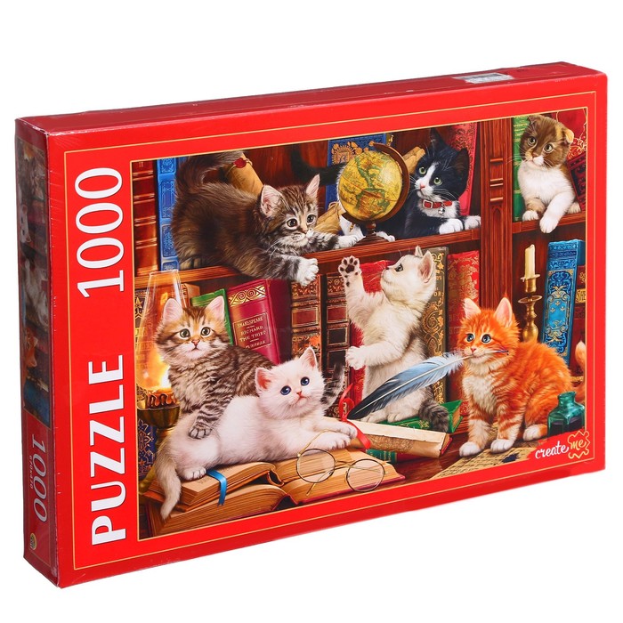 Пазл «Котята на книжной полке», 1000 элементов пазл рыжий кот 1000 деталей котята на книжной полке