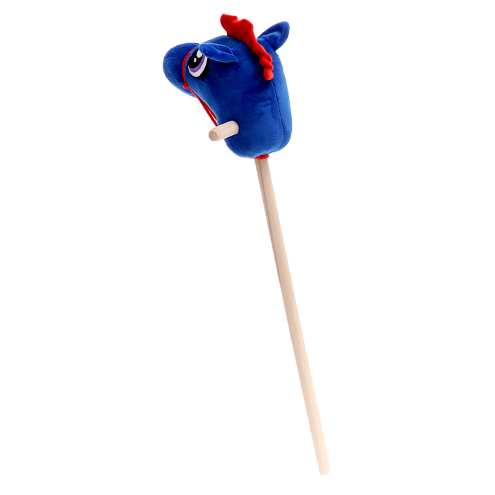 Мягкая игрушка «Конь-скакун», на палке, цвет синий