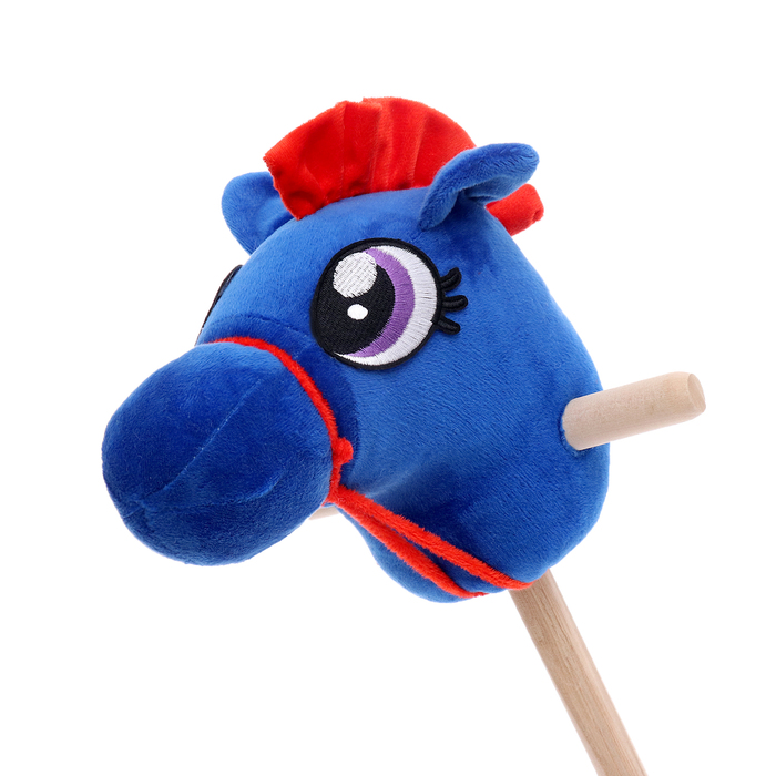 Мягкая игрушка «Конь-скакун», на палке, цвет синий