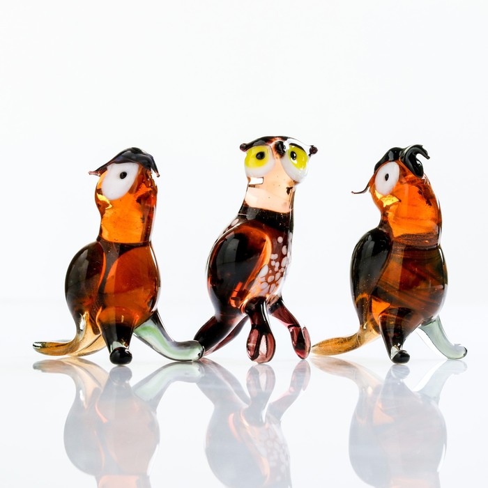 Фигура из стекла Сова 6х4,5х3см коричневая, МИКС фигура сова ученая коричневая 18х17х19см