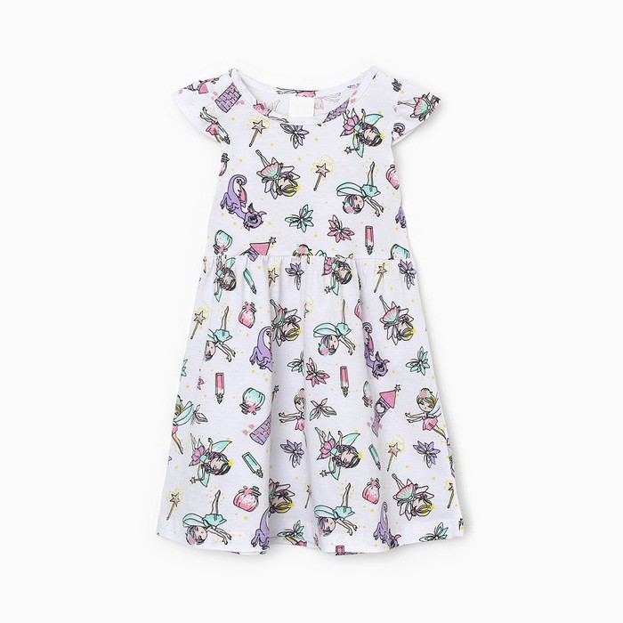 Платье для девочки, цвет белый/бабочки/феи, рост 98-104 см