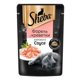 Влажный корм Sheba для кошек, креветки/форель, пауч, 75 г