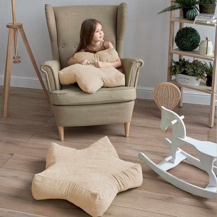 фото Подушка декоративная «старс», размер 65х65х20 см, цвет сливочный pasionaria