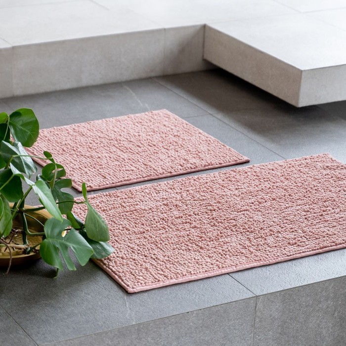 Комплект ковриков для ванны «Памп», размер 60х100 см,50х60 см, цвет розовый