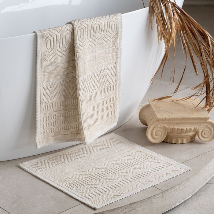 Комплект ковриков для ванны «Сува», размер 60х100 см,50х60 см, цвет бежевый
