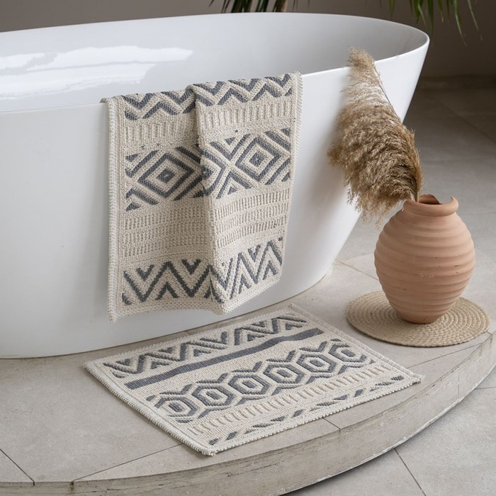Комплект ковриков для ванны «Сува», размер 60х100 см,50х60 см, цвет серый