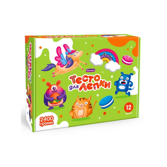 Тесто для лепки в коробке 12 цв. (96 колбасок по 25 г)