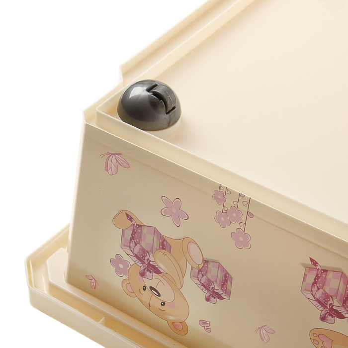 Ящик для игрушек X-BOX Bears с крышкой, 30 л, цвет слоновая кость