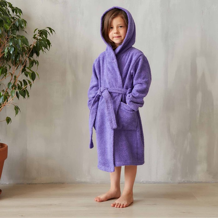 фото Халат махровый детский, размер 28, цвет фиолетовый, 320 г/м2, хлопок 100% с airo экономь и я