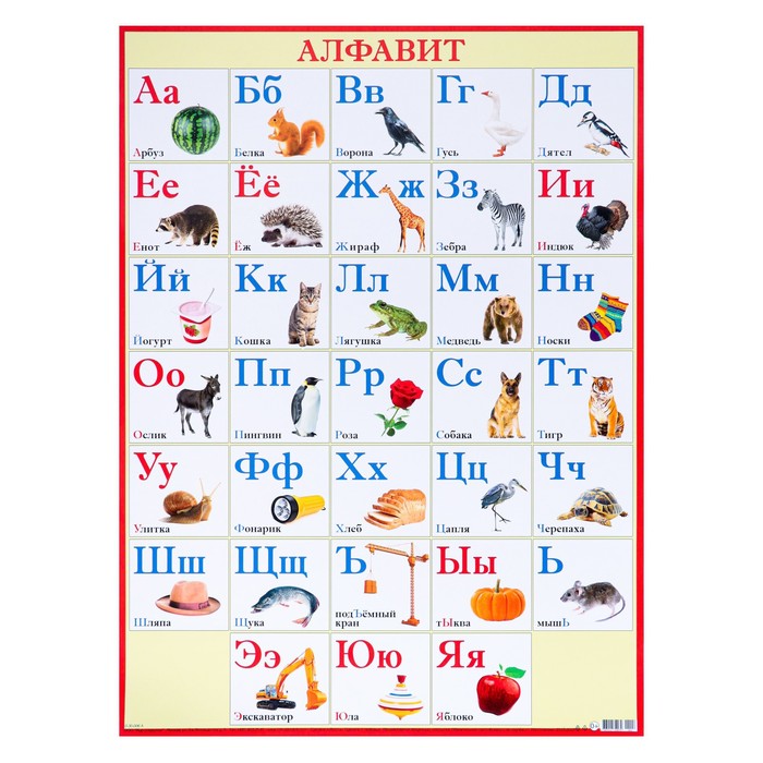 

Плакат "Алфавит" тыква, красная рамка, 44,6х60,2 см