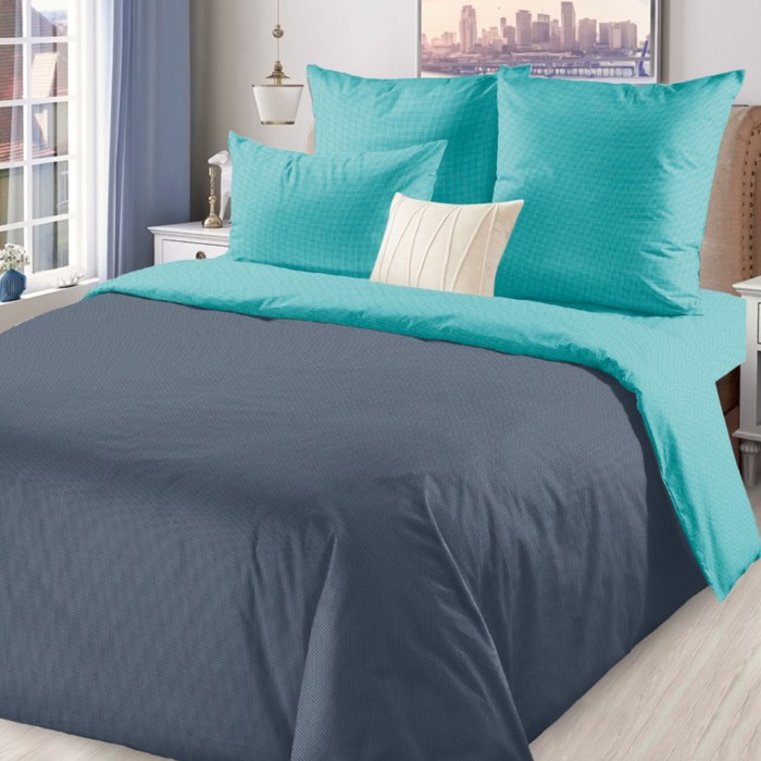 фото Постельное бельё 1.5сп лидертекс морской бриз, размер145х215, 150х215, 70х70 2шт, поплин 110гр/м 100% хлопок лидер текс