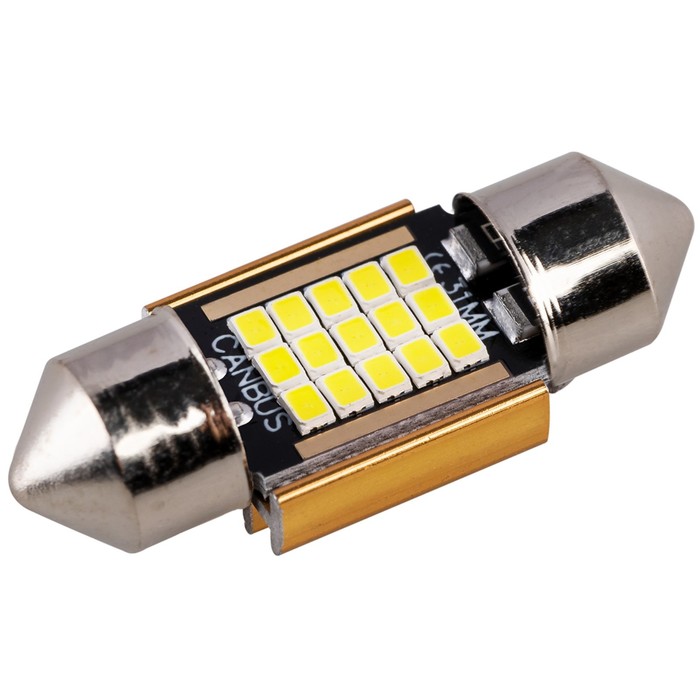

Автолампа диод Skyway T11(C5W), 12 В, 15 SMD диодов, 1-конт, 31 мм, белая