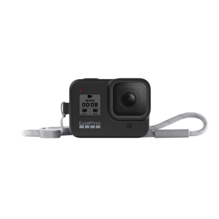 Силиконовый чехол с ремешком для камеры HERO8 GoPro AJSST-001, чёрный силиконовый чехол с ремешком для камеры hero8 gopro ajsst 001 чёрный