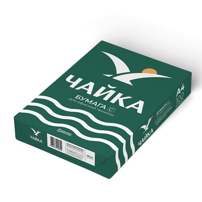 

Бумага А4 500л ЧАЙКА, 80г/м2, белизна 146% CIE, класс C