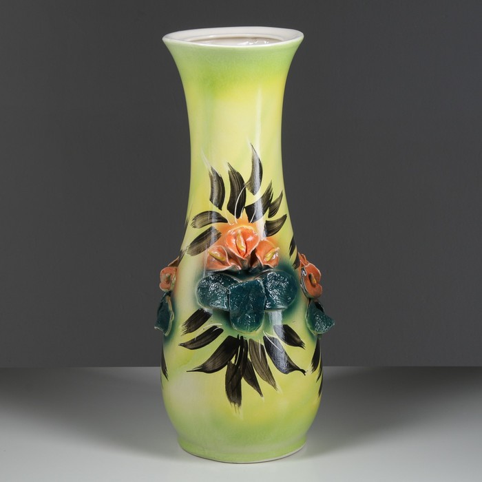 Ваза напольная "Осень", лепка, зелёная