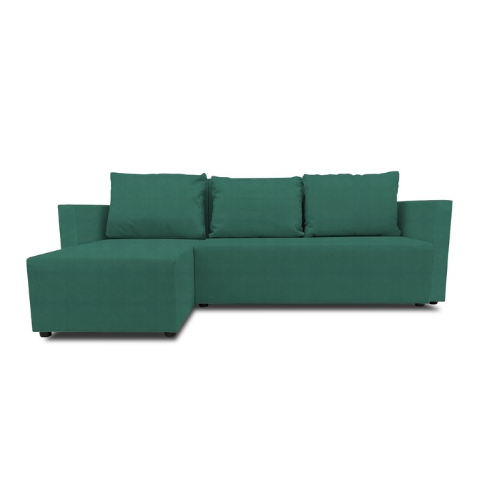 цена Угловой диван «Алиса 3», еврокнижка, велюр bingo, цвет green