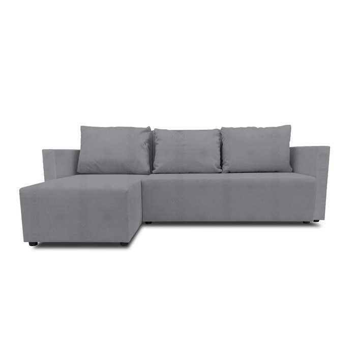 Угловой диван «Алиса 3», еврокнижка, рогожка solta, цвет grey